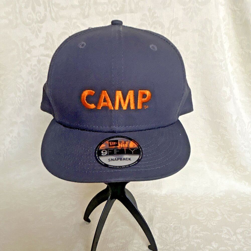 New Era 9FIFTY CAMP Snapback Hat Cap Charcoal Gray Orange Embroidered Flat Brim